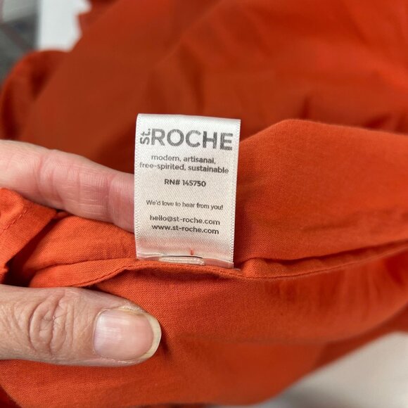 St Roche Kite Dress Tiered Crochet Detail Midi Orange Organic Cotton Size 4 - Picture 13 of 15